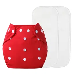 The Cheeky Kidzz 1 Baby Adjustable & Washable Reusable Cloth Diaper With 2 Absorbent White Insert Pads Wet-Free For New Borns/Toddlers/Infants (Red)-picture-19