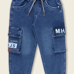 Wish Karo Boys Regular Fit Mid Rise Light Fade Stretchable Cargo Jeans-image-49