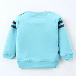 Mini Taurus Cotton Knit Full Sleeves T-Shirt & Lounge Pants Set With Teddy Print - Light Blue image 3