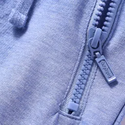 Babyhug Cotton Knit Full Length Lounge Pant with Text Patch Detailing - Light Blue image 3