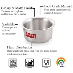 HAZEL Aluminium Tope Patila Flat Bottom Boiling Vessels Bhagona Dekchi, 20.5 cm, 4000 ml image 4