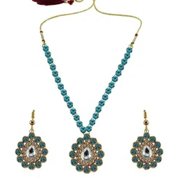 Vidhya Kangan Women Turquoise Blue Jewellery Set-picture-31