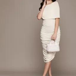 MANGO Off-Shoulder Ruched Bodycon Midi Dress image 2