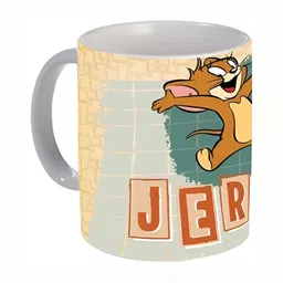 Mr UVD Beige & Green Cartoon Character Printed Ceramic Glossy Mug 325 ml-picture-40