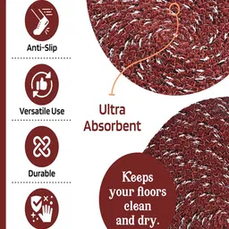 Kuber Industries Maroon & Blue 6 Pieces Textured Cotton Anti-Slip Doormats image 5