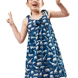 VAVA Creation Women Animal Graphic Print Tie-Up Neck Empire Cotton Dress-picture-25