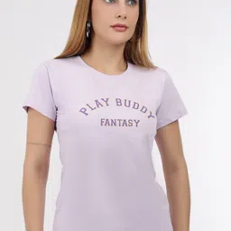 Wineberry Women Typography Printed Round Neck Cotton T-shirt-image-78