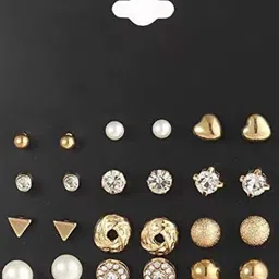 PolluxCraft Set Of 12 Korean Gold-Plated Pearls Beaded Circular Studs image 5