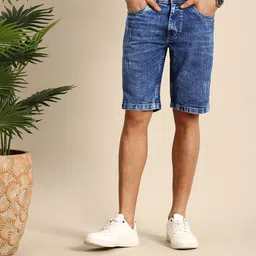 Mast & Harbour Men Washed Slim Fit Denim Shorts-picture-16