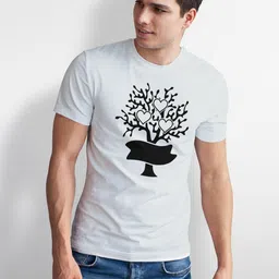 Seekbuylove Men Heart Tree Printed Round Neck Short Sleeves Bio Finish Cotton T-shirt image 4