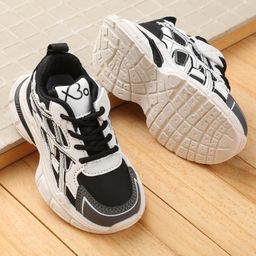Babyoye Lace Up Closure Sneaker Shoes With Colour Block Design - Black-picture-4