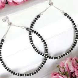 Taraash Set Of 2 925 Sterling Silver Beaded Anklet-picture-12