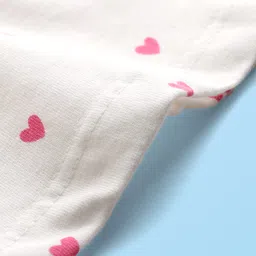 Babyhug 100% Cotton Knit Full Sleeves T-Shirt with Heart Print - White image 3