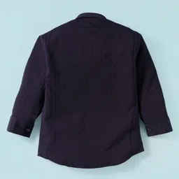 Rikidoos Full Sleeves Textured Shirt & Pant With Suspender & Bow Set - Navy Blue & Grey image 3