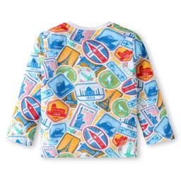 Babyhug Single Jersey Knit Full Sleeves Voyage Print T-Shirt & Jeans Set - Blue image 4