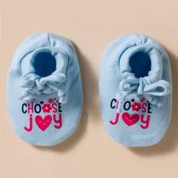 Simply Interlock Knit Text Printed Mittens & Booties Set - Light Blue image 4