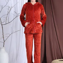 NEUDIS Women Hooded Long Sleeves Night suit-image-29