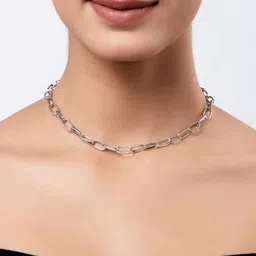 Shining Diva Fashion Silver-Plated Metal Silver-Plated Chain image 1