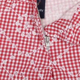 Allen Solly Junior Girls Red Checked Regular Fit Shorts image 3