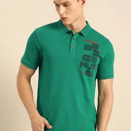 Being Human Clothing Men Green Brand Logo Printed Polo Collar T-shirt-picture-13