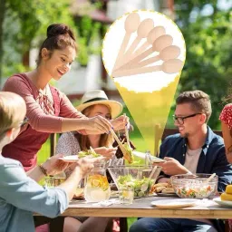 UMBRELLA CORPORATION 75 mm Disposable Spoons Wooden Body for Parties, Weddings, Events (Pack of 100) image 3