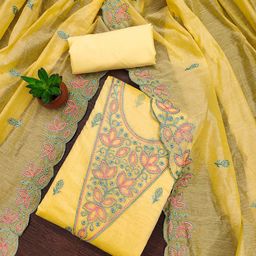 SHADOW & SAINING Floral Embroidered Thread Work Unstitched Dress Material-picture-13