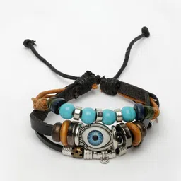 The Roadster Lifestyle Co Men Evil Eye Leather Wraparound Bracelet-picture-43