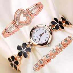 FROZIL Women Pack of 3 Analogue Watch with Bracelet Flower B-Br-picture-33