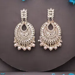 Anouk Silver Plated Artificial Stones Studded & Beaded Circuler Shaped Chandbali-picture-15