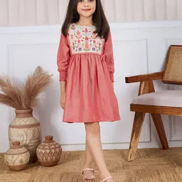 TINY TWILLS Floral Embroidered Puff Sleeve Linen Fit & Flare Dress-picture-18