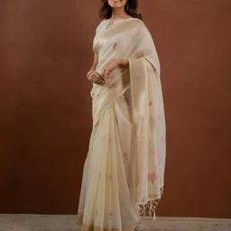 Dori Floral Zari Banarasi Saree image 2