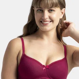 Jockey Wirefree Padded Plus Size Cotton Medium Coverage Tshirt Bra with Lace Styling-1723-picture-22