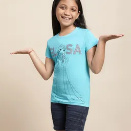 Kidsville Disney Frozen Featuring Half Sleeves Elsa Printed Tee - Blue-picture-11