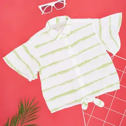 Pantaloons Junior Half Bell Sleeves Striped Top - Brilliant White-image-55