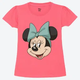 Wear Your Mind Cotton Disney Mickey & Friends Featuring Half Sleeves Minnie Mouse Printed Tee - Hot Pink-image-83