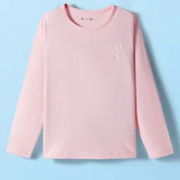 kookie kids india Kookie Kids Single Jersey Knit Full Sleeves Round Neck T-Shirt with Smiley Print - Pink-picture-18