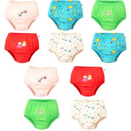 SuperBottoms Pure Cotton Knit Pack Of 10 Rainbow & Clouds Printed Briefs - Multi Colour-picture-3