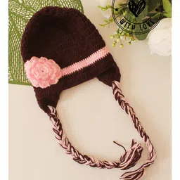 Woonie Floral Applique Detailed Crochet Cap - Brown - Circumference 37.5 Cm-picture-25