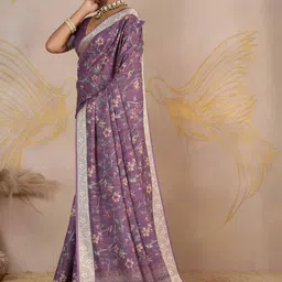 TIRA Floral Poly Crepe Saree image 4