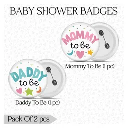 zyozi Zyozi® Mommy To Be & Daddy To Be Badges For Baby Shower Decorations Item-Baby Shower Buttons Badges For Family (Pack Of 2) image 2