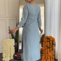 AG TEXTILE Women Solid Embroidered Kurta with Trousers & Dupatta image 5