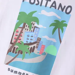 Doreme Sinker Knit Half Sleeves T-Shirt With Summer Print - White image 3