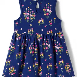 Doodle Poodle 100% Cotton Single Jersey Knit Frock With Full Sleeves Shrug - Navy Blue & Pink image 3