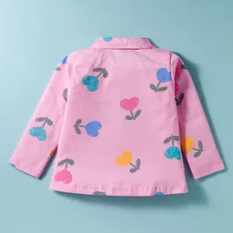 evimo Teddy Sinker Knit Full Sleeves Co-ords Night Suit with Floral Print - Pink image 3