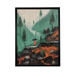 SOWPEACE Green & Black Abstract Printed Canvas Wall Art image 3