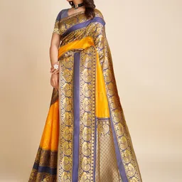 Moda Rapido Woven Design Zari Silk Blend Handloom Banarasi Saree image 2