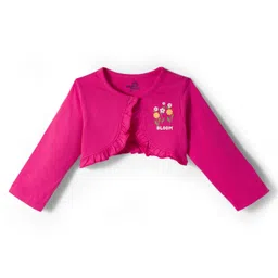 Doodle Poodle 100% Cotton Single Jersey Knit Frock With Full Sleeves Shrug - Navy Blue & Pink image 4