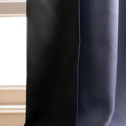 HOMEMONDE Grey & Black 2 Pieces Colourblocked Black Out Window Curtains image 4