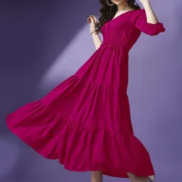 Femvy Tiered V-Neck Fit & Flare Maxi Dress-picture-28
