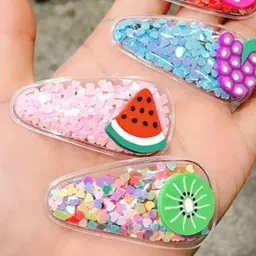 KHANBAGSTORE Set of 5 Girls Fun Fruit Coloured Sequins Tic Tac Hair Clip image 5